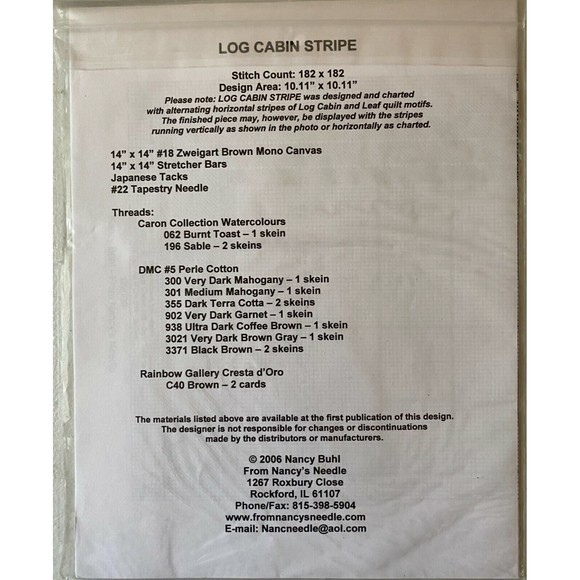 Needlepoint Chart - Nancy's Needle, Log Cabin Stripe - Picture 2 of 2